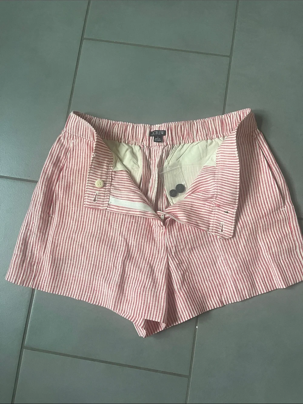 J. Crew 3” Harbor Shorts in Red and White Striped